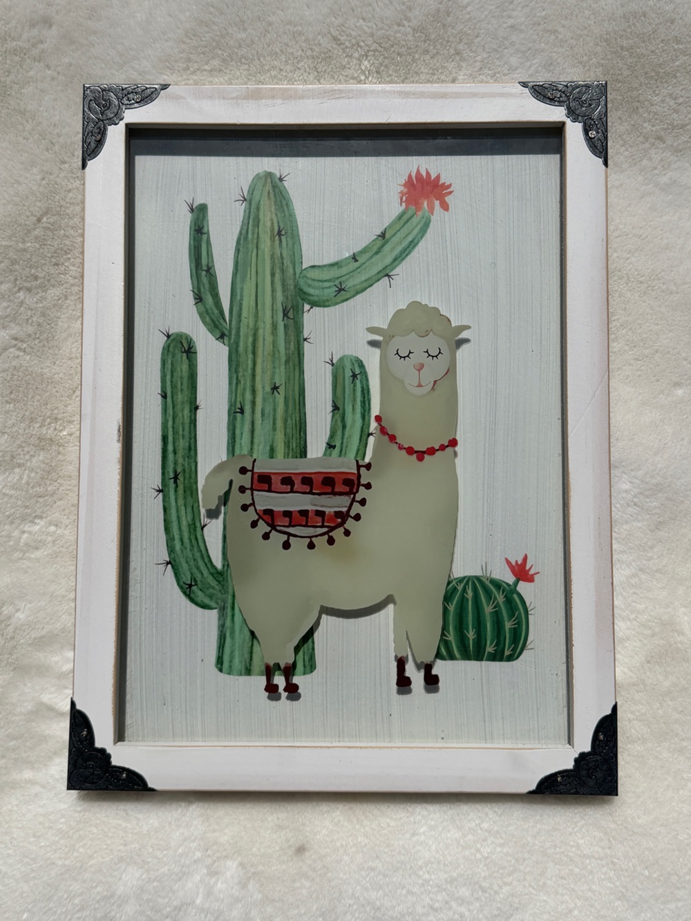 Cracker Barrel Boho Western Llama Cactus Picture Frame